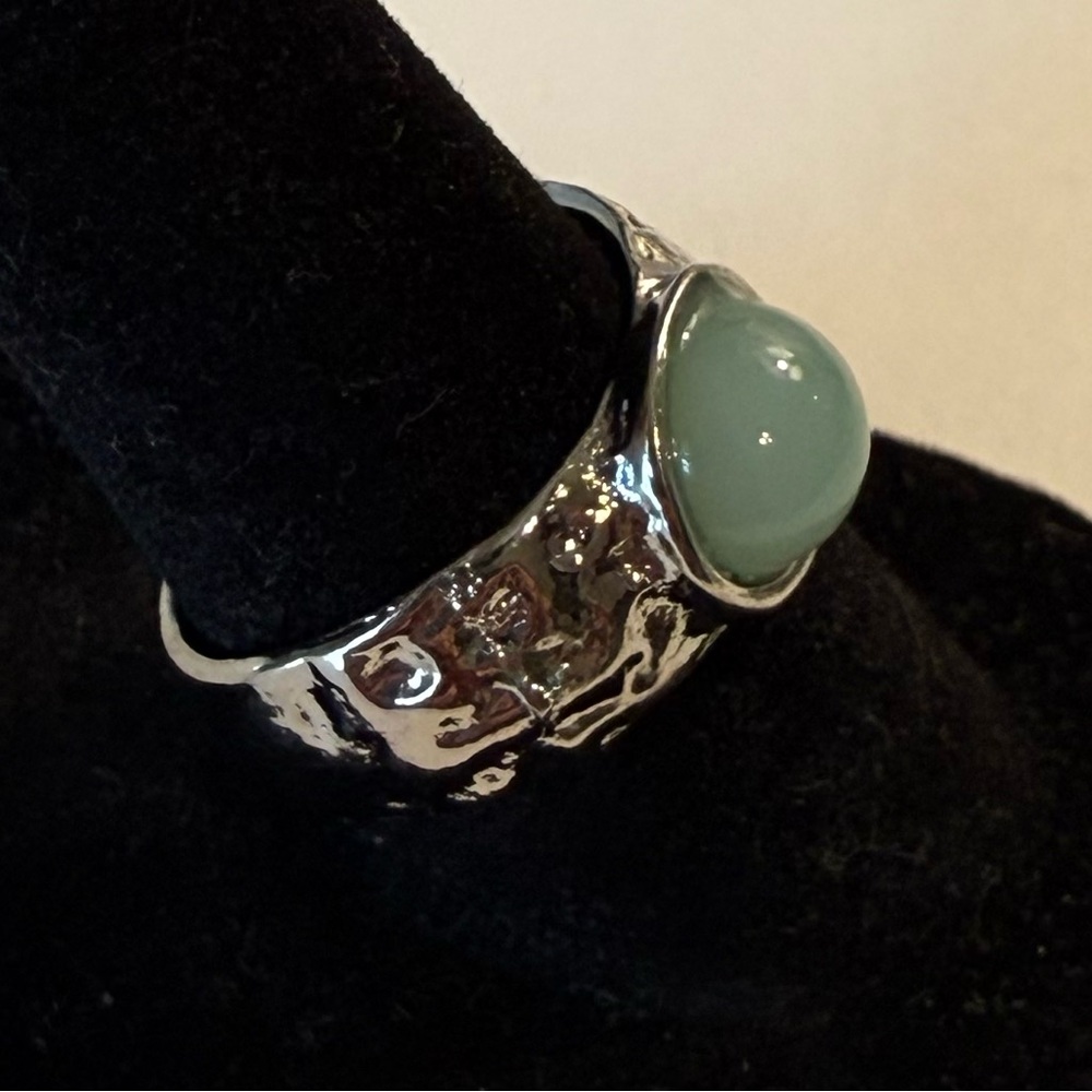 Ring - sz 7.25 - silver tone metal w/light blue/green stone. New! BOGO offer ⬇️ - Picture 5 of 8